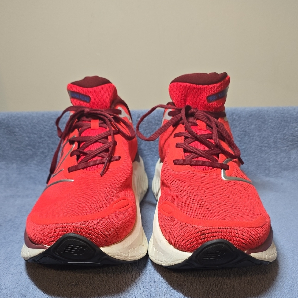 New Balance Red Sneakers with Maroon And Silver Accents